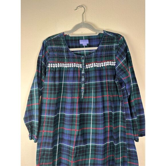 Laura Scott Plaid Flannel Nightgown Women’s Large – Long Sleeve Cottagecore Prai - Picture 2 of 6